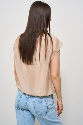 T-shirt donna girocollo beige - 5