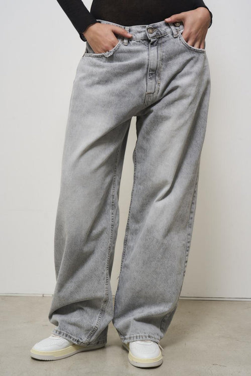 Women's wide leg jeans in gray denim - 2