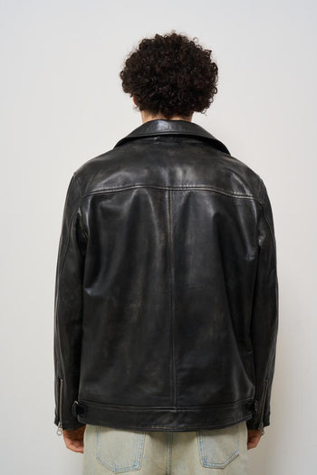 Giubbotto uomo in pelle nero - 6