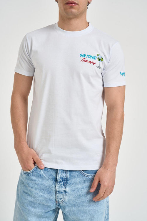 T-shirt uomo con ricamo bianca
