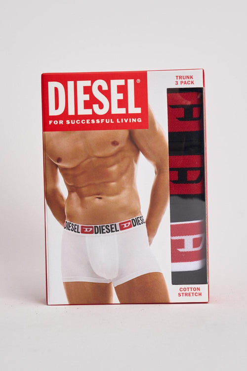 Set di tre boxer in cotone neri e rossi