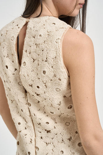 Abito donna in pizzo beige - 5