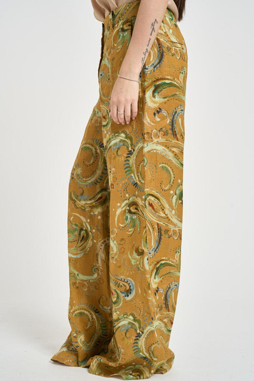 Pantalone donna a fantasia ocra - 2