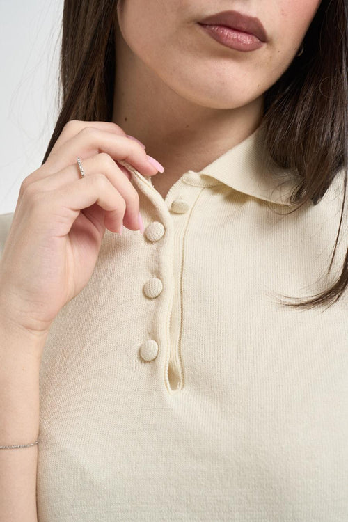 Polo donna in maglia panna - 2