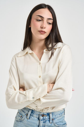 Camicia donna satinata panna - 3