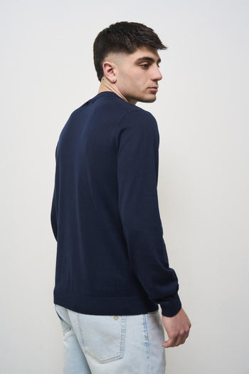 Men's blue crew neck sweater - 4