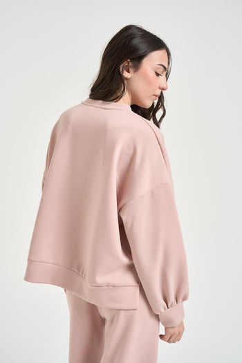 Felpa donna cropped rosa - 4