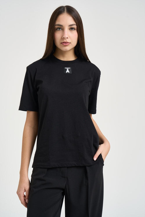 T-shirt donna girocollo nera - 1