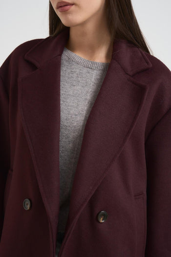 Cappotto donna misto lana bordeaux - 5