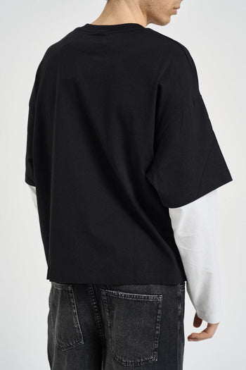 T-shirt uomo struttura a doppio strato bianca e nera - 4