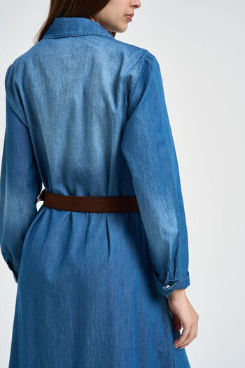 Abito donna lungo in denim blu - 3
