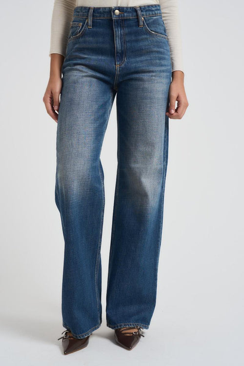 Jeans donna a palazzo in denim scuro