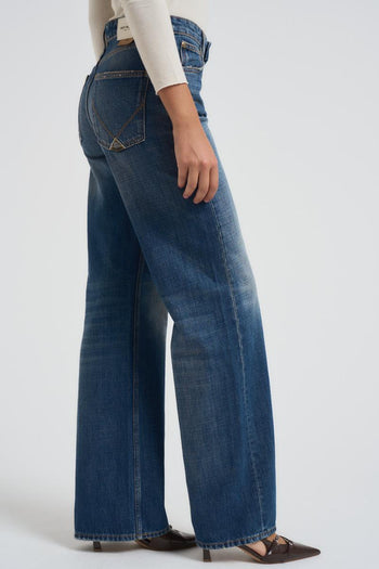 Jeans donna a palazzo in denim scuro - 4