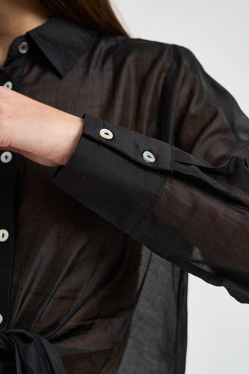 Camicia donna con nodo nera - 3