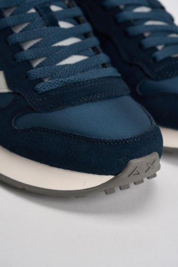 Sneakers uomo in suede blu e celeste - 5