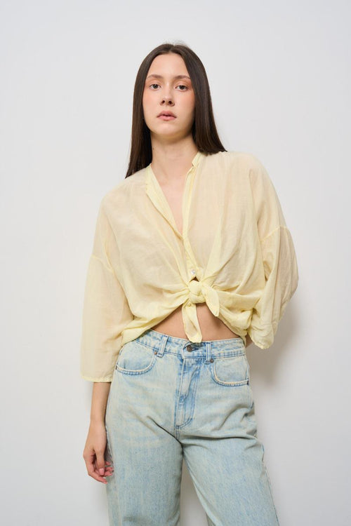 Camicia donna in mussola giallo pastello - 1