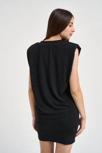 Blusa donna nera con spalline - 4