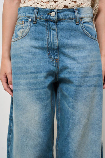 Jeans donna a palazzo in denim medio - 7