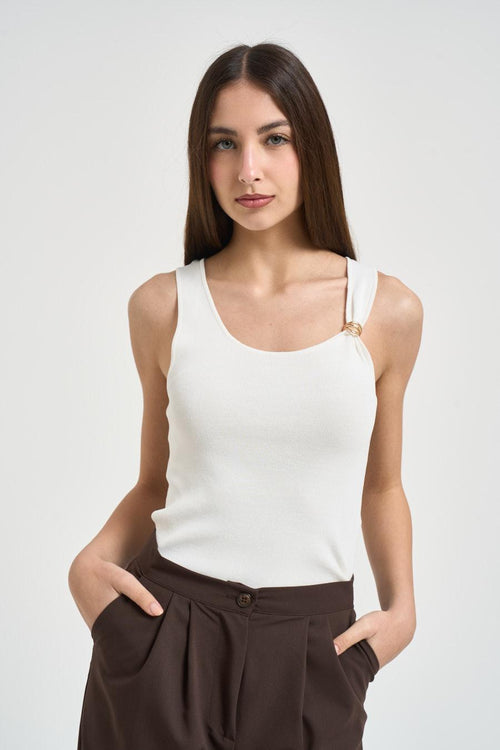 Top donna con dettaglio bianco