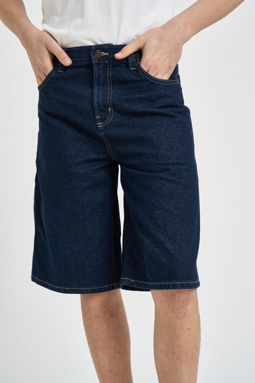 Bermuda uomo in denim blu scuro