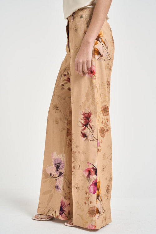 Pantalone donna in tessuto leggero con stampa floreale - 2