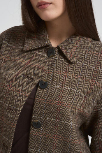 Giacca donna a scacchi marrone - 5