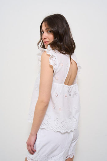 T-shirt donna traforata bianca - 4