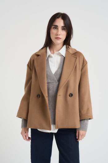 Cappotto donna misto lana cammello - 3
