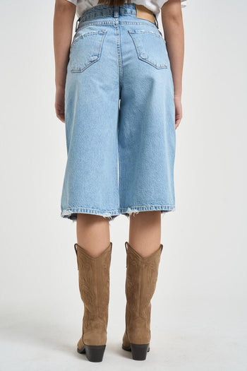 Bermuda donna in denim azzurro - 3