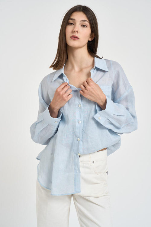 Camicia donna doppio petto azzurra - 2