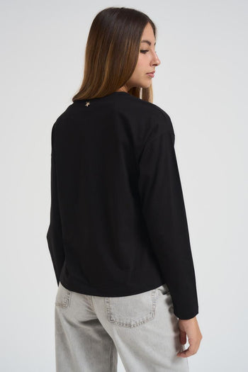 T-shirt donna girocollo nera - 4
