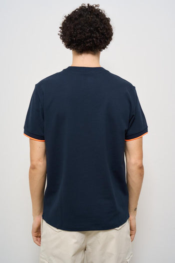 T-shirt uomo girocollo blu e arancione - 3