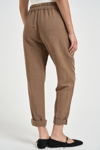 Pantalone donna gamba dritta marrone - 4