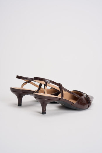 Slingback donna pitonate marrone - 5