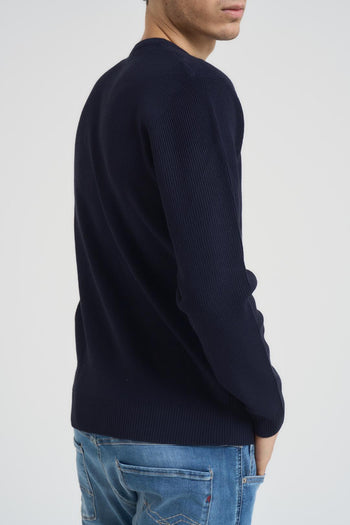 Maglia uomo girocollo a coste blu - 5