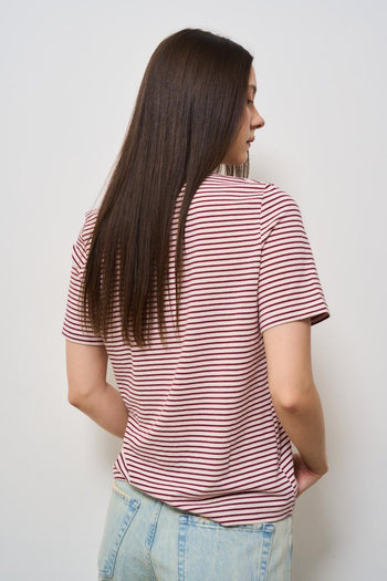 T-shirt donna a righe rossa - 4