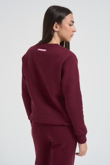Felpa donna girocollo bordeaux - 5