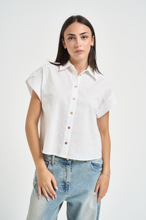 Camicia donna a maniche corte bianca