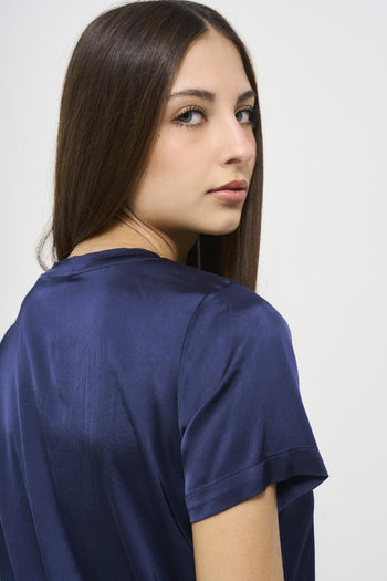 T-shirt donna satinata blu - 5