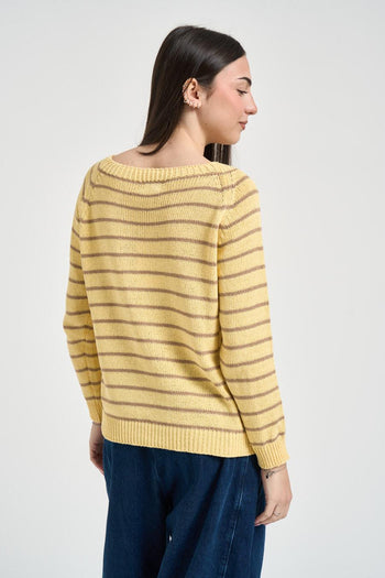 Maglia donna a righe gialla - 3