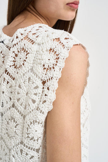 Gilet donna crochet bianco - 4