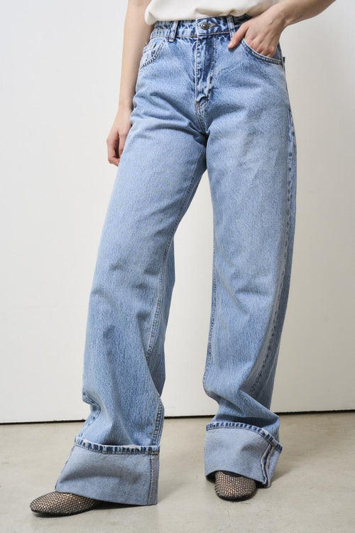 Jeans donna Baggy con risvolto
