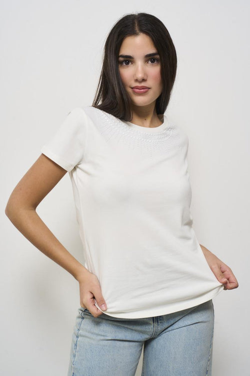 Women's white crew neck t-shirt - 2