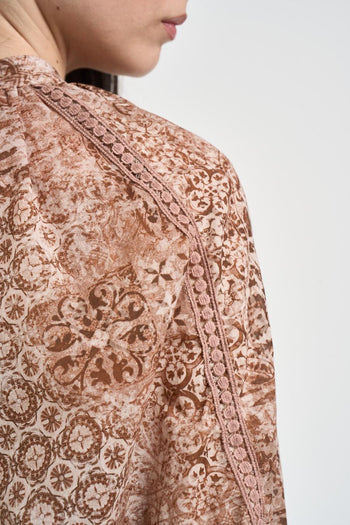 Camicia donna floreale rosa e marrone - 5