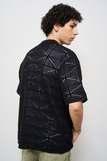 Camicia uomo in maglia nera - 6