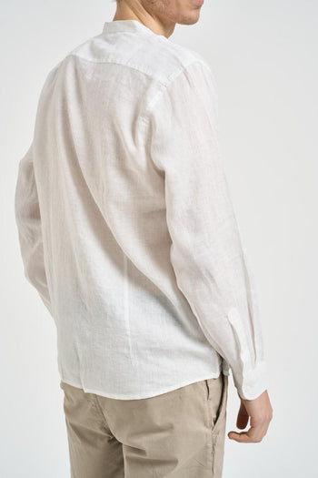 Camicia uomo collo alla coreana bianca - 3
