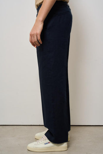 Pantalone uomo in lino blu - 3