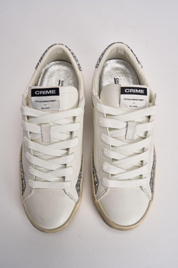 Sneakers donna bianche e glitter argento - 6