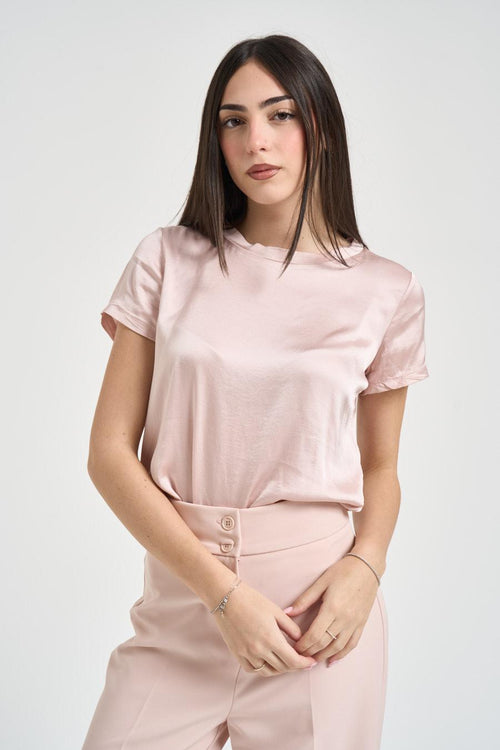 T-shirt donna girocollo cipria