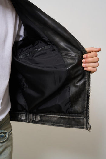 Giubbotto uomo in pelle nero - 10